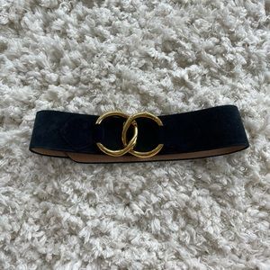 Adrienne Vittadini Black Belt with Gold Buckle